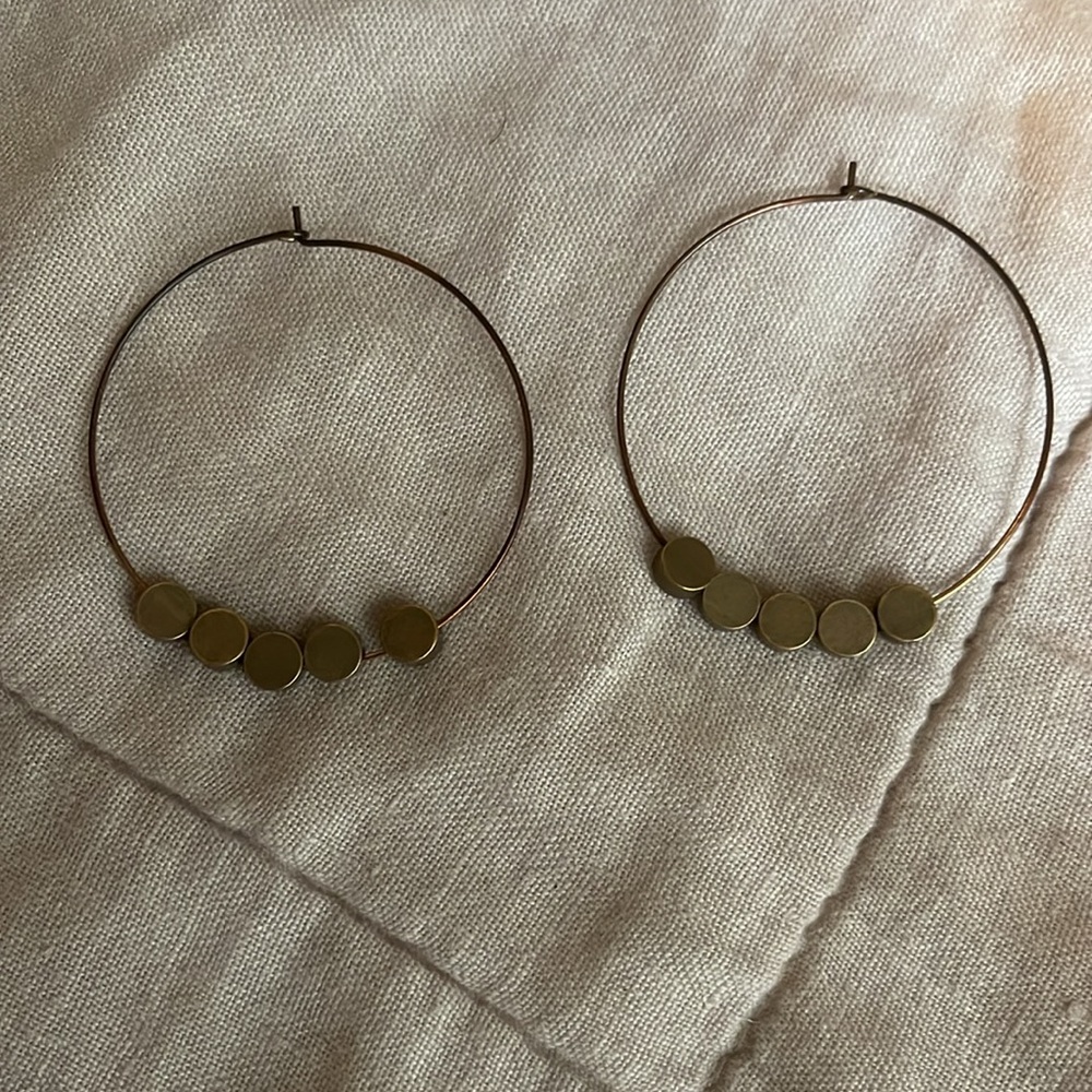 Natalie Borton hoop earrings metal beads nbd not perfectly round due to handmade